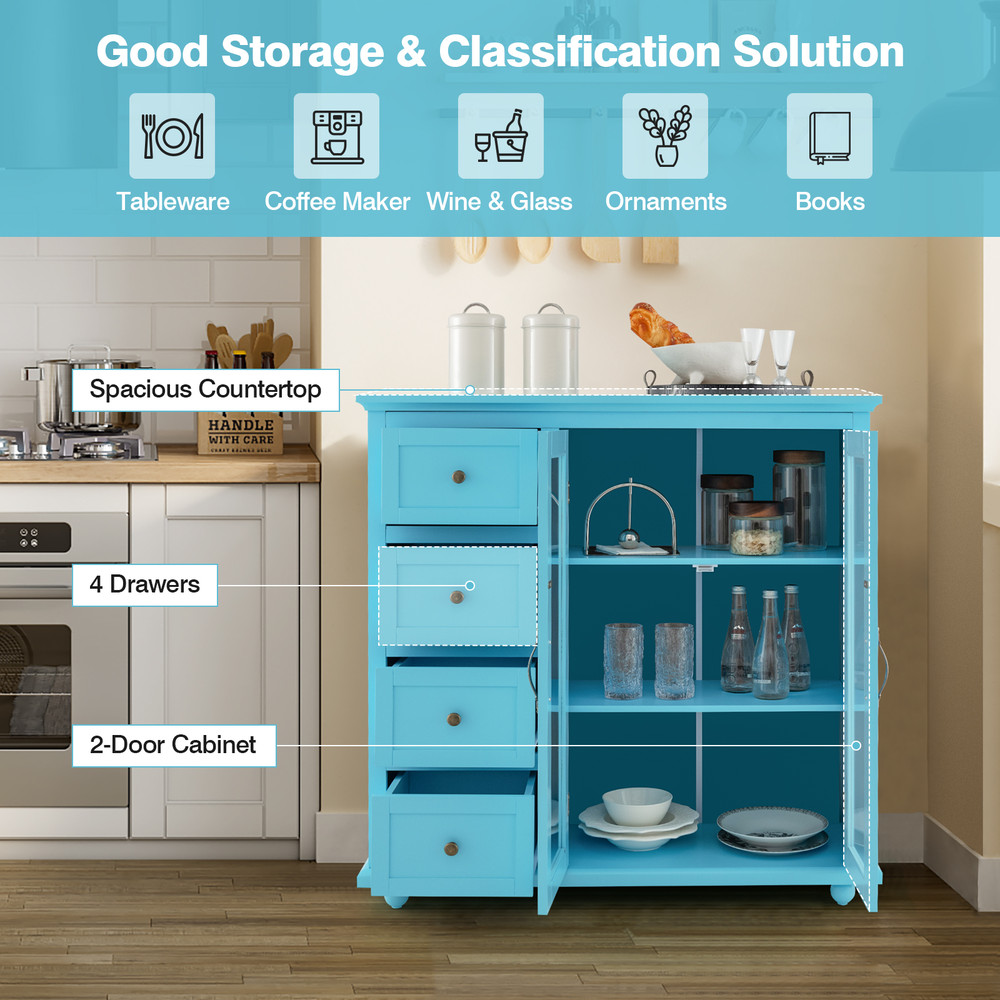 Kitchen Storage Cabinet With Drawers Doors Elegant Buffet Sideboard For Dining Room Entryway 2