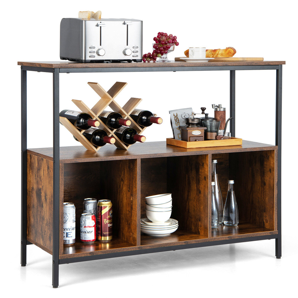 Modern Kitchen Buffet Sideboard With 3 Compartments Versatile Storage Cabinet For Dining Living Ro