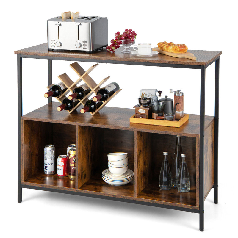 Modern Kitchen Buffet Sideboard With 3 Compartments Versatile Storage Cabinet For Dining Living Ro