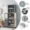 4Door Freestanding Bathroom Floor Storage Cabinet With 2 Drawers Glass Doors Adjustable Shelves Mo 3