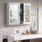 Bathroom Mirror Storage Cabinet 2Tier WallMounted Design With Handles  Adjustable Shelves 0