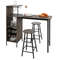 Industrial 3-Piece Bar Table and Chairs Set with 6-Bottle Wine Rack & Stemware Holder