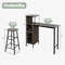 Industrial 3-Piece Bar Table and Chairs Set with 6-Bottle Wine Rack & Stemware Holder
