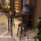 Industrial 3-Piece Bar Table and Chairs Set with 6-Bottle Wine Rack & Stemware Holder