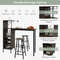 Industrial 3-Piece Bar Table and Chairs Set with 6-Bottle Wine Rack & Stemware Holder