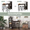 Industrial 3-Piece Bar Table and Chairs Set with 6-Bottle Wine Rack & Stemware Holder