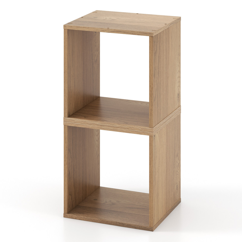 2 Cubes Stackable Bookcase for Living Room and Study Versatile Storage & Display Shelf
