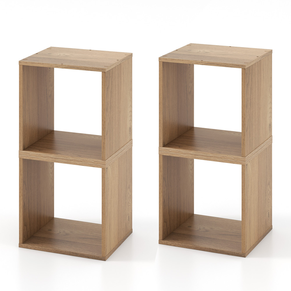 2 Cubes Stackable Bookcase for Living Room and Study Versatile Storage & Display Shelf