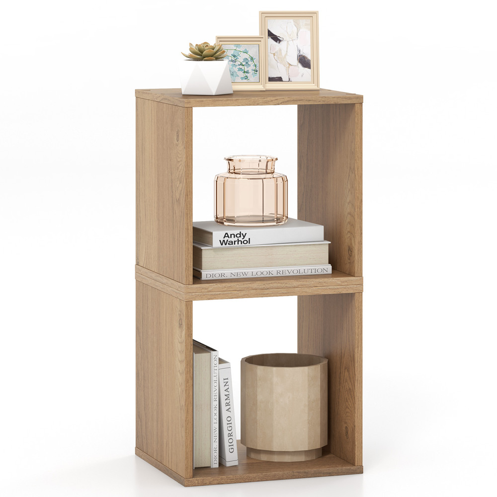 2 Cubes Stackable Bookcase for Living Room and Study Versatile Storage & Display Shelf