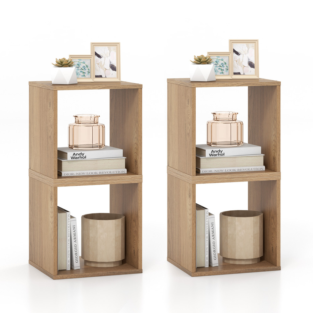 2 Cubes Stackable Bookcase for Living Room and Study Versatile Storage & Display Shelf