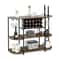 47 Inches Wine Rack Table with Glass Holder and Storage Shelves Industrial Modern Style for 18 Bottles