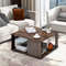 2-Tier Square Coffee Table with Storage, Sturdy, Scratch-Resistant & Non-Slip Foot Pads