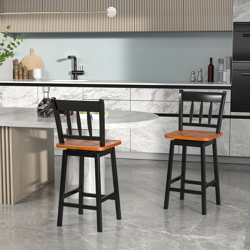 Set Of Swivel Bar Stools With 360 Swiveling For Counter And Pub Height Seating 1