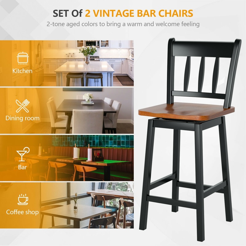 Set Of Swivel Bar Stools With 360 Swiveling For Counter And Pub Height Seating 2