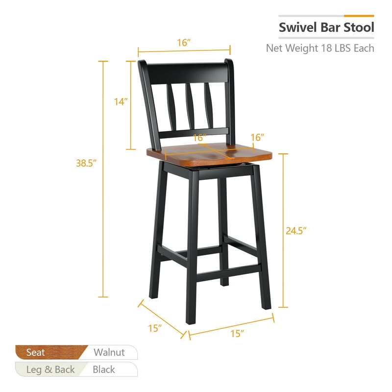 Set Of Swivel Bar Stools With 360 Swiveling For Counter And Pub Height Seating 6