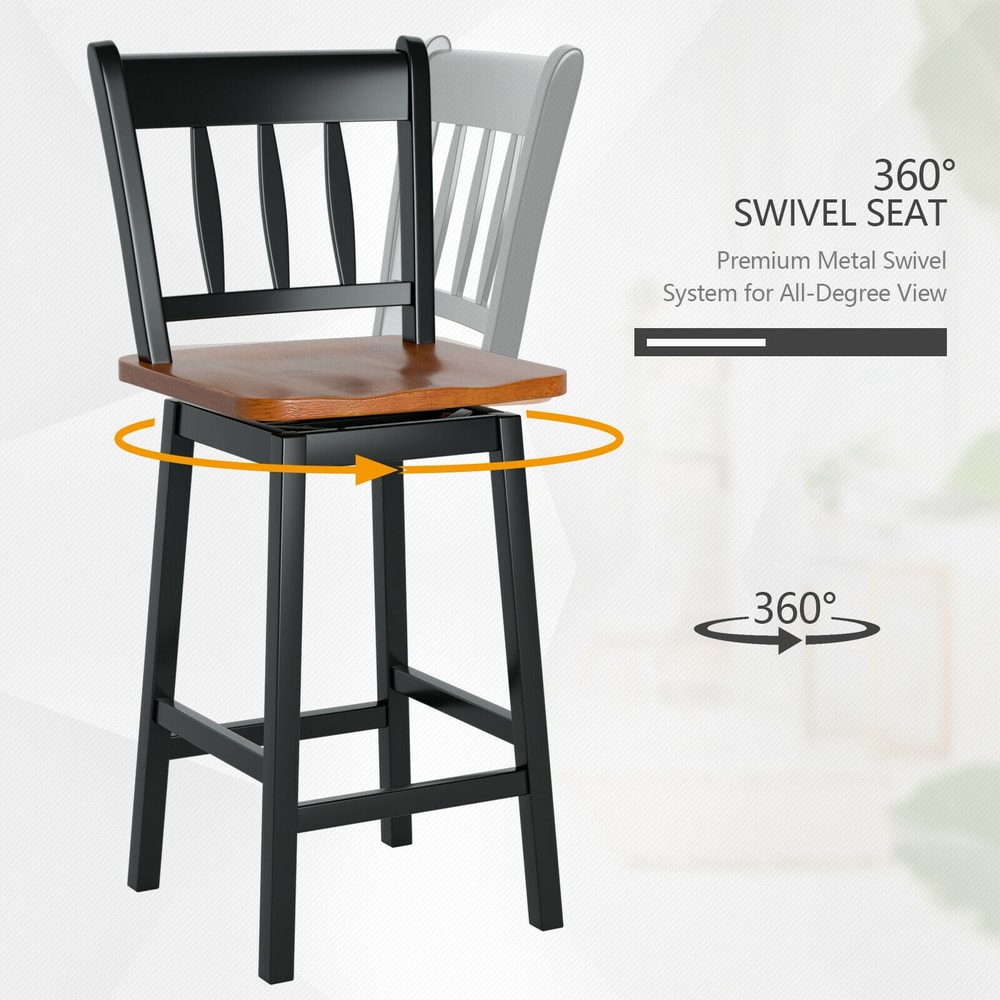 Set Of Swivel Bar Stools With 360 Swiveling For Counter And Pub Height Seating 4