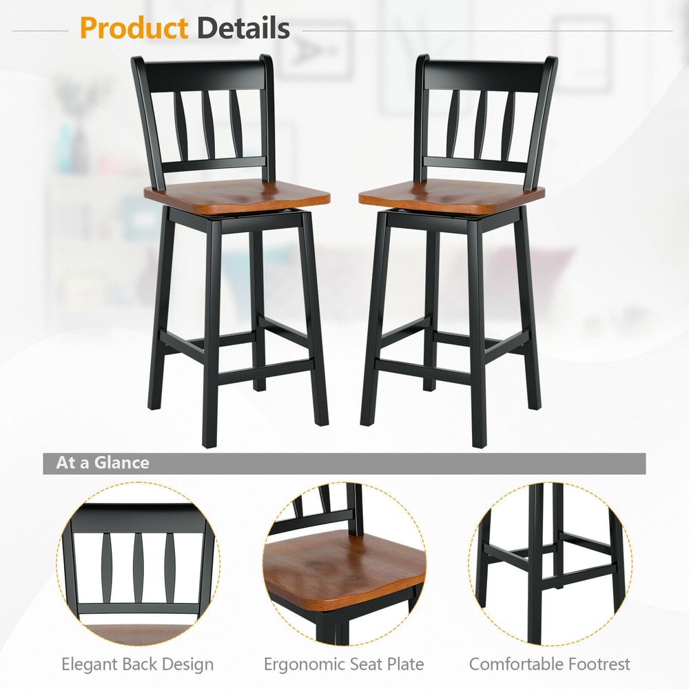 Set Of Swivel Bar Stools With 360 Swiveling For Counter And Pub Height Seating 5