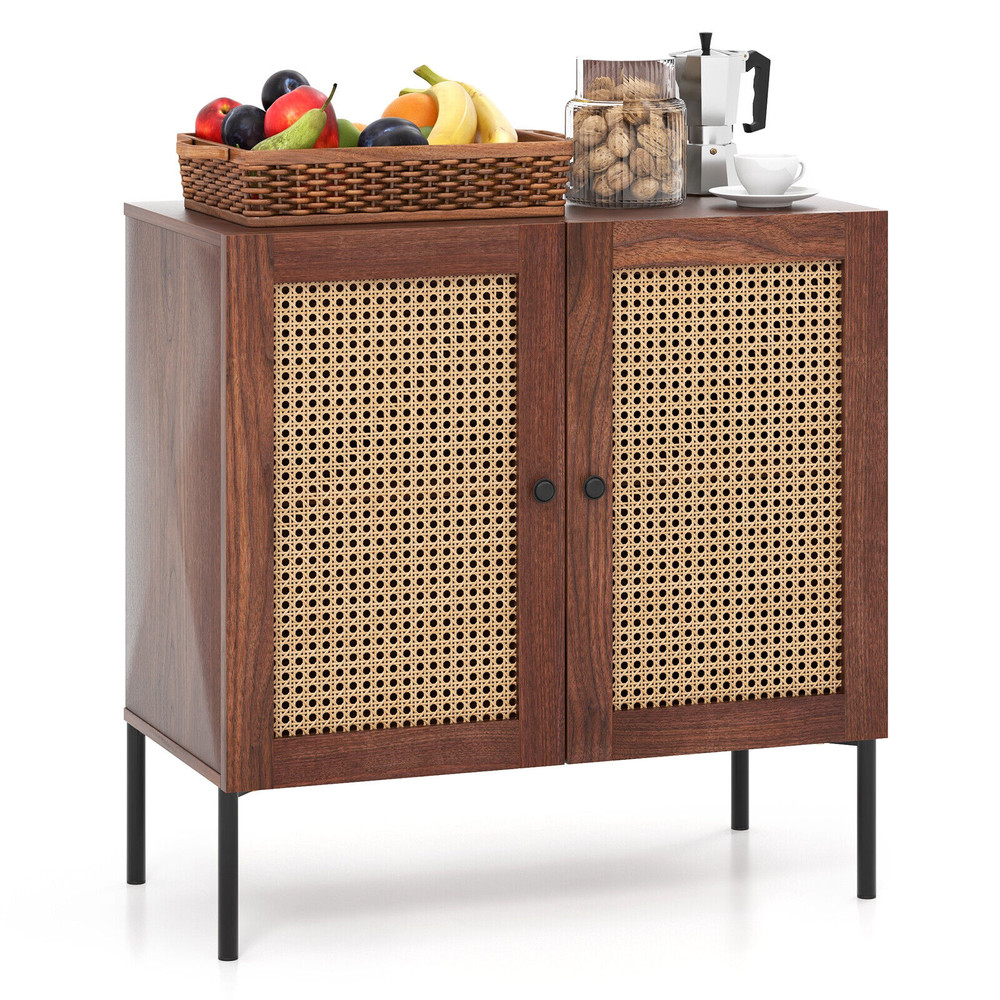 Modern Kitchen Sideboard With Rattan Doors And Adjustable Shelf Decorative Storage Cabinet For Dini 7