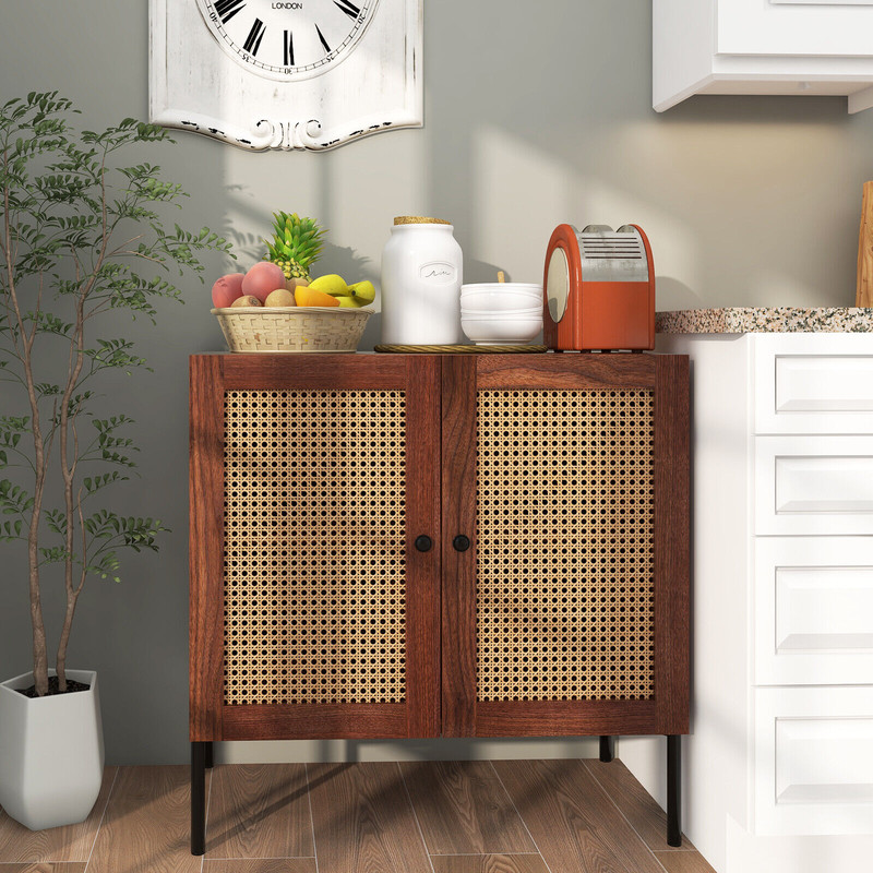 Modern Kitchen Sideboard With Rattan Doors And Adjustable Shelf Decorative Storage Cabinet For Dini 5