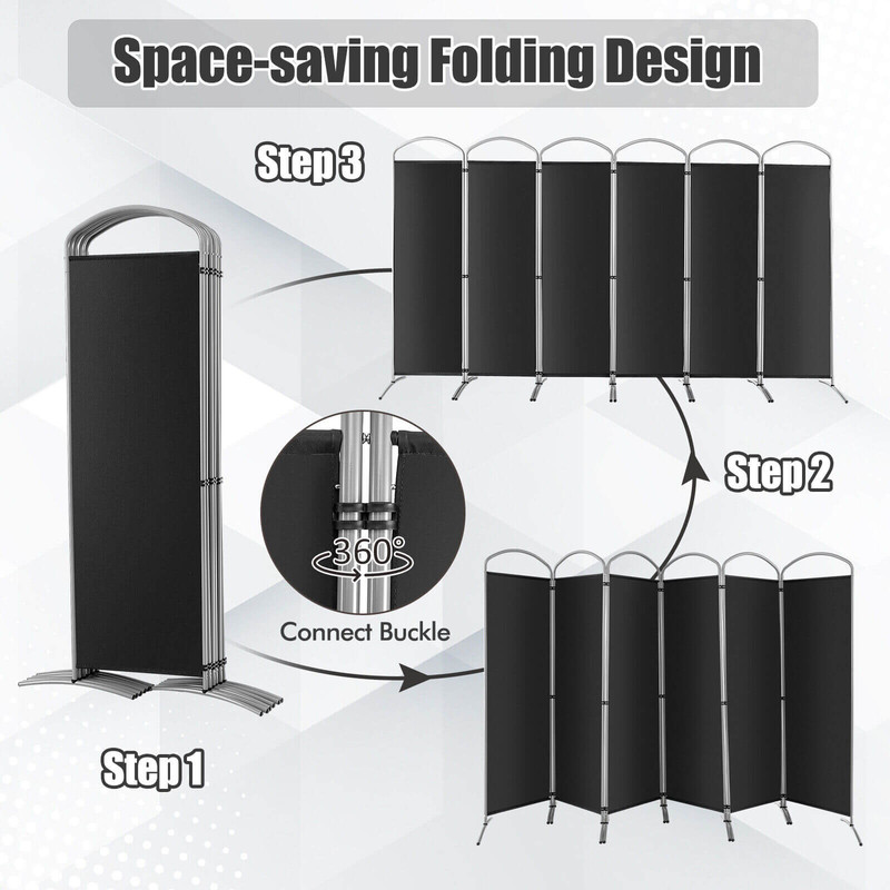 6 Feet 6-Panel Freestanding Folding Privacy Screen Room Divider – Breathable, Adjustable & Space-Saving