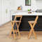 24 Inch Set of 2 Bamboo Folding Barstools with Footrests & Handles – Space-Saving, Ergonomic Bar Chairs