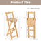 24 Inch Set of 2 Bamboo Folding Barstools with Footrests & Handles – Space-Saving, Ergonomic Bar Chairs