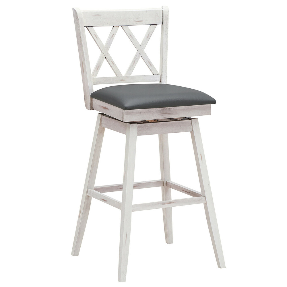 29-Inch Swivel Barstool Set of 2 – Counter Height, Rubber Wood Legs & Ergonomic Design