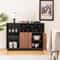 Industrial Sideboard Cabinet with Removable Wine Rack & Glass Holder – Rustic Storage Buffet for Dining Room
