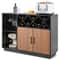 Industrial Sideboard Cabinet with Removable Wine Rack & Glass Holder – Rustic Storage Buffet for Dining Room