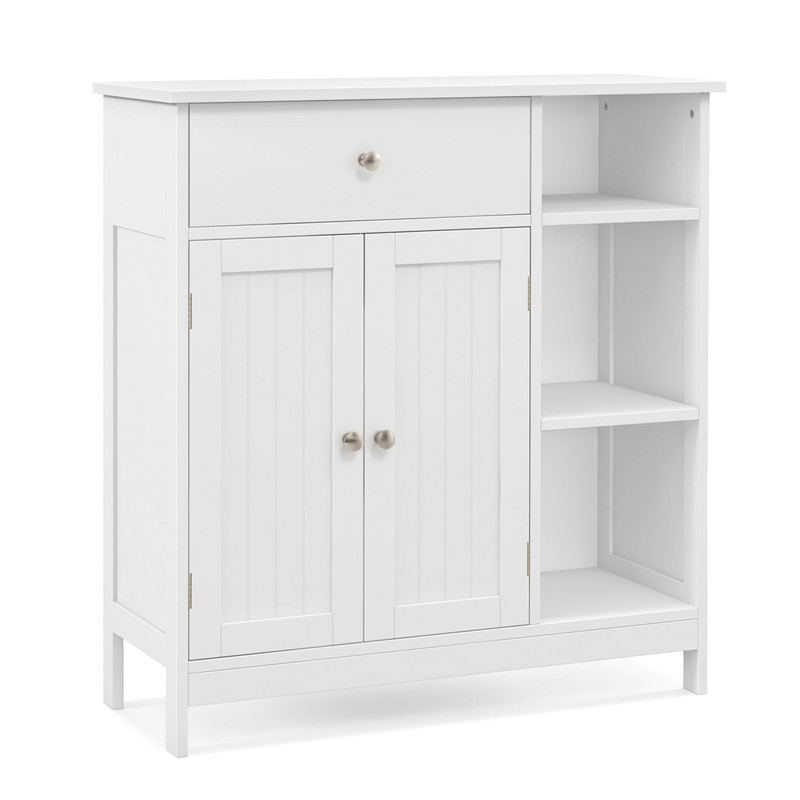 Bathroom Cabinet Floor Cabinet with Drawer & Open Compartments, Adjustable Shelf, Freestanding Storage Organizer