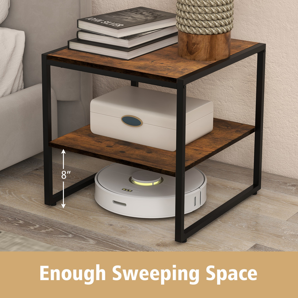 Industrial Side Table Set With Open Shelf Multifunctional Nightstands Or Accent Tables For Home Or  3