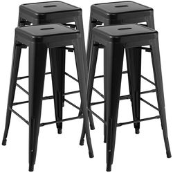 bar stools with square seat and handling hole, backless stackable metal bar chairs for kitchen, pub & restaurant use