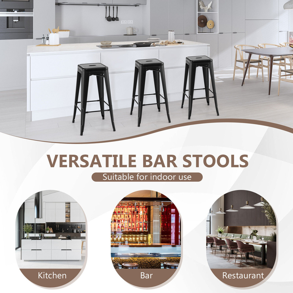 Bar Stools With Square Seat And Handling Hole Backless Stackable Metal Bar Chairs For Kitchen Pub   5