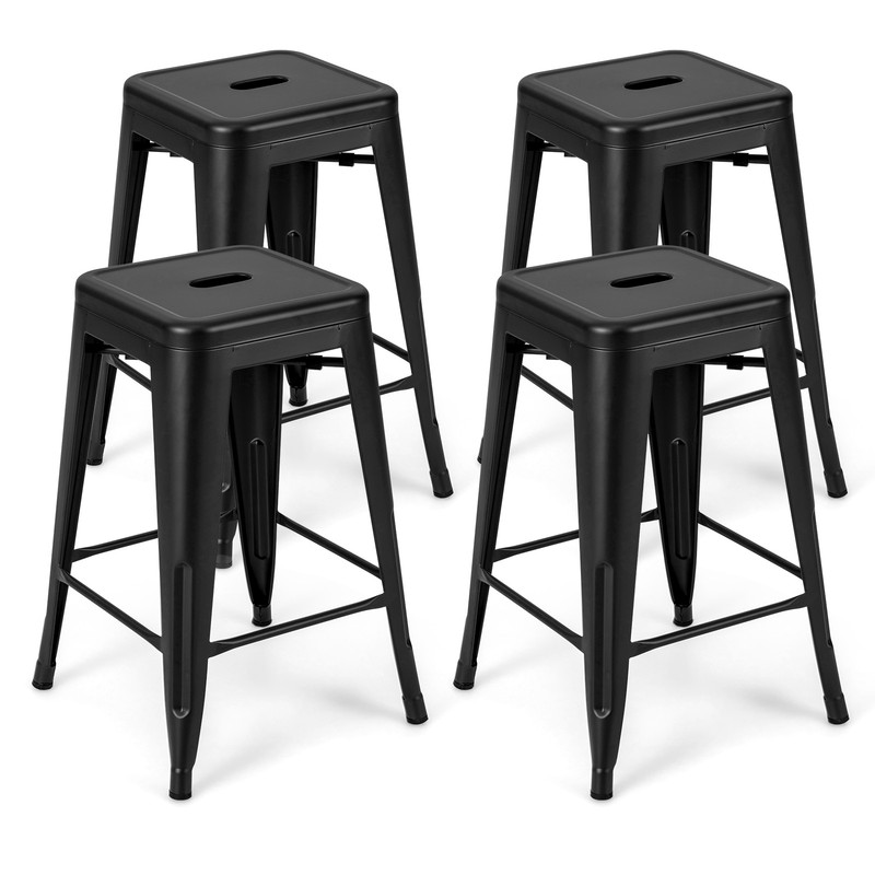 Stackable Metal Bar Stools Backless Counter Height Bar Chairs For Kitchen Island Bar Or Bistro Seat 0