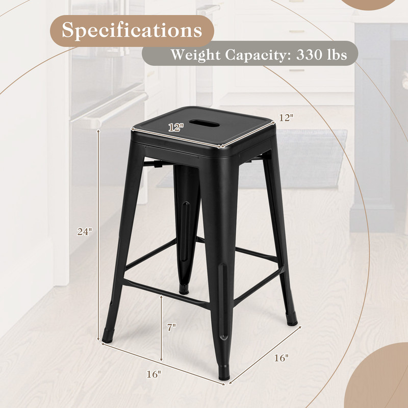 Stackable Metal Bar Stools Backless Counter Height Bar Chairs For Kitchen Island Bar Or Bistro Seat 7