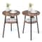 Round End Table Set With Open Shelf And Sturdy Triangular Metal Frame For Living Room Or Bedroom 0