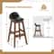 PU Leather Upholstered Barstools With Back Cushion Counter Height Chairs With Footrest Solid Wood 6