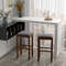 2-Piece 31 Inch Upholstered Bar Stool Set with Solid Rubber Wood Frame & Footrest