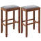 2-Piece 31 Inch Upholstered Bar Stool Set with Solid Rubber Wood Frame & Footrest