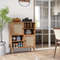 Natural Rattan Buffet Cabinet with 2 Doors & 2 Cubbies, Stylish Storage for Dining & Living Rooms