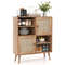 Natural Rattan Buffet Cabinet with 2 Doors & 2 Cubbies, Stylish Storage for Dining & Living Rooms