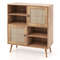 Natural Rattan Buffet Cabinet with 2 Doors & 2 Cubbies, Stylish Storage for Dining & Living Rooms