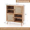 Natural Rattan Buffet Cabinet with 2 Doors & 2 Cubbies, Stylish Storage for Dining & Living Rooms