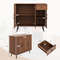 Sideboard Cabinet With 3 Doors And PullOut Drawer Adjustable Shelves Walnut Finish For Stylish Stor 5