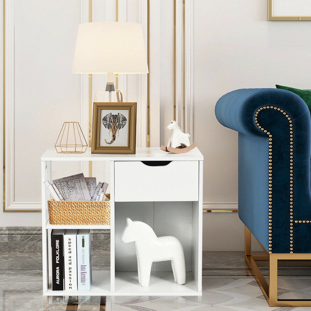 Modern Cube Bookcase Wooden Storage Shelf With PullOut Drawer For Living Room Bedroom Or Office Org 2