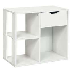 modern cube bookcase wooden storage shelf with pull-out drawer for living room, bedroom or office organization