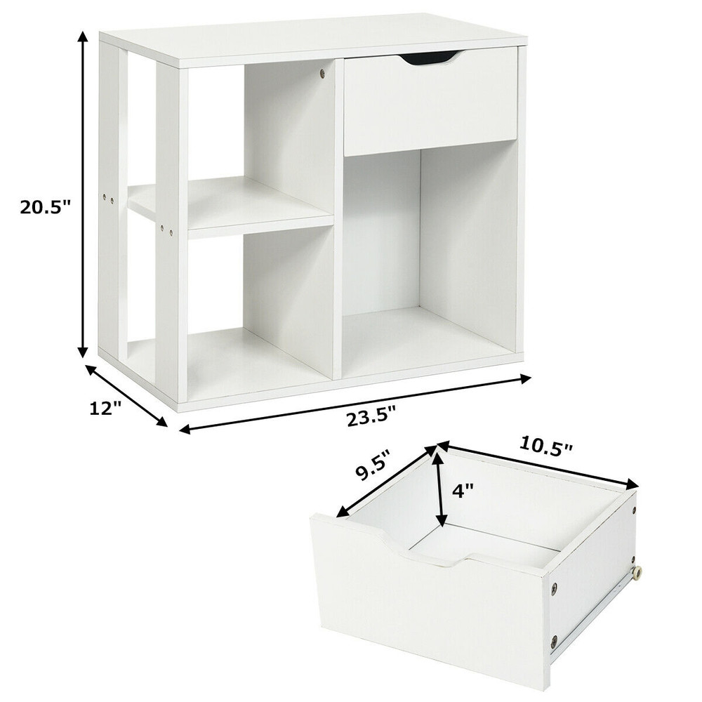 Modern Cube Bookcase Wooden Storage Shelf With PullOut Drawer For Living Room Bedroom Or Office Org 6