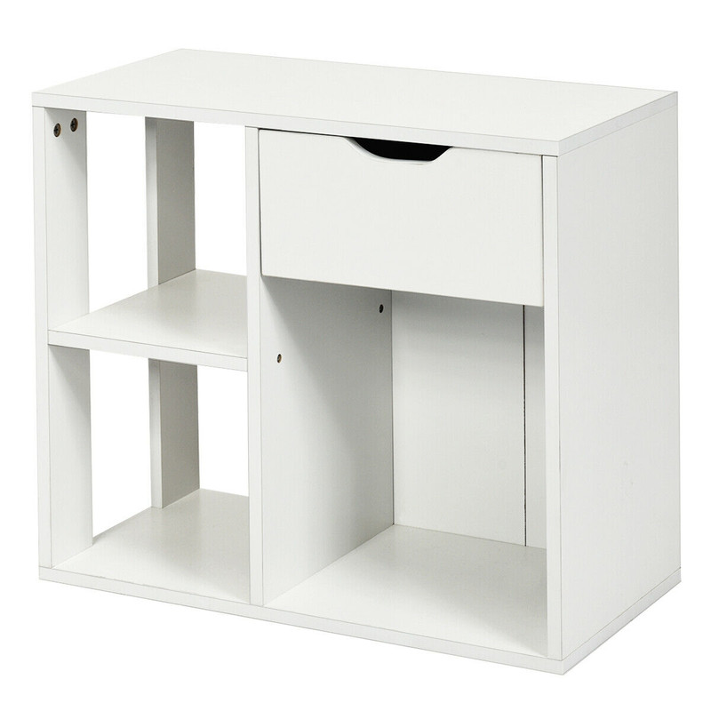Modern Cube Bookcase Wooden Storage Shelf With PullOut Drawer For Living Room Bedroom Or Office Org 7