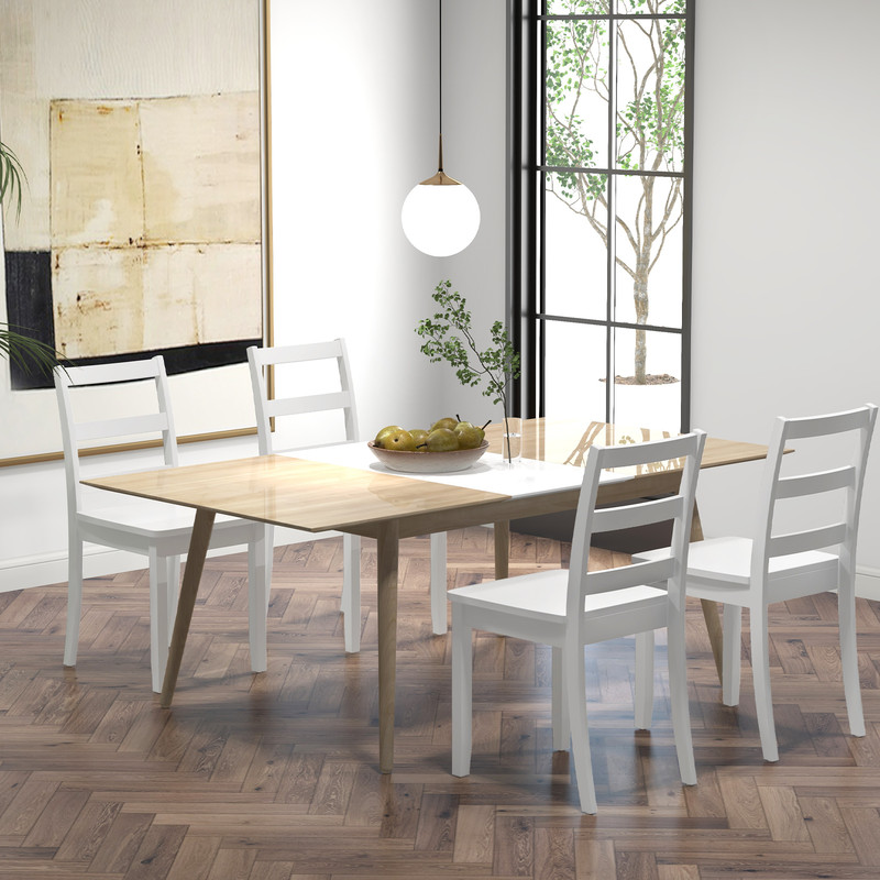 Wood Dining Chairs With Solid Rubber Wood Legs Modern Ladder Back Chairs For Kitchen Dining Room An 2
