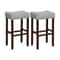 Upholstered Bar Stools With Solid Rubber Wood Legs And Footrest Ergonomic Linen Saddle Seat For Kit 0